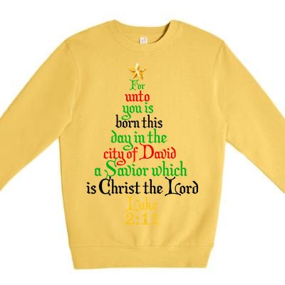  Born A Savior Christmas Christ The Lord Bible Verse Premium Crewneck Sweatshirt