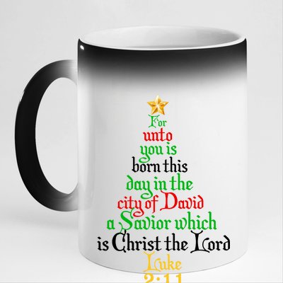  Born A Savior Christmas Christ The Lord Bible Verse 11oz Black Color Changing Mug