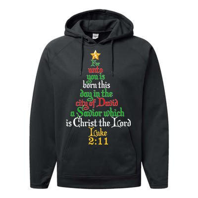  Born A Savior Christmas Christ The Lord Bible Verse Performance Fleece Hoodie