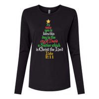  Born A Savior Christmas Christ The Lord Bible Verse Womens Cotton Relaxed Long Sleeve T-Shirt