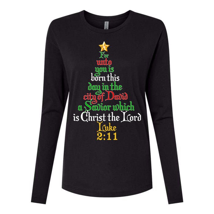  Born A Savior Christmas Christ The Lord Bible Verse Womens Cotton Relaxed Long Sleeve T-Shirt