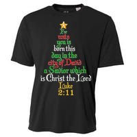  Born A Savior Christmas Christ The Lord Bible Verse Cooling Performance Crew T-Shirt