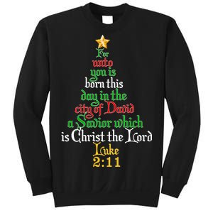  Born A Savior Christmas Christ The Lord Bible Verse Sweatshirt