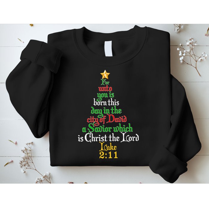  Born A Savior Christmas Christ The Lord Bible Verse Sweatshirt