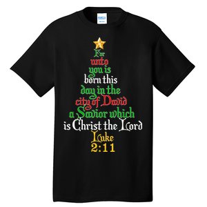  Born A Savior Christmas Christ The Lord Bible Verse Tall T-Shirt