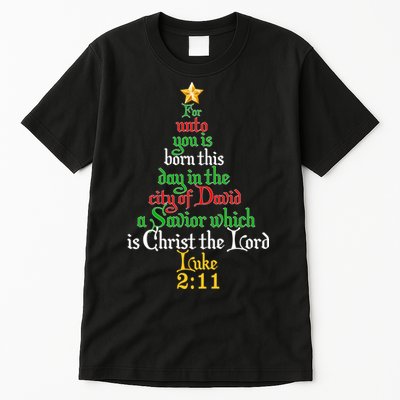  Born A Savior Christmas Christ The Lord Bible Verse Tall T-Shirt