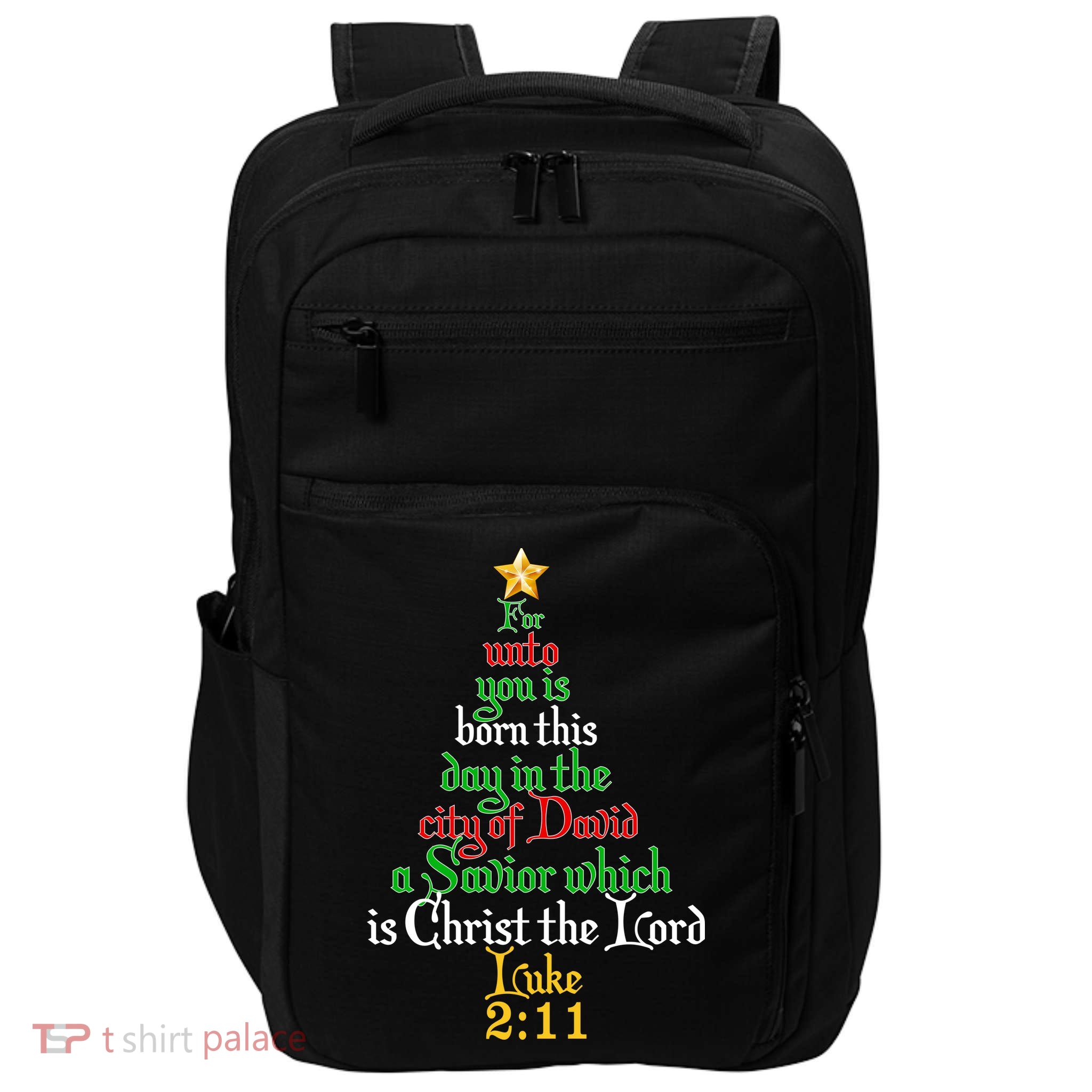  Born A Savior Christmas Christ The Lord Bible Verse Impact Tech Backpack