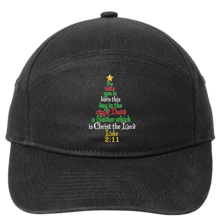  Born A Savior Christmas Christ The Lord Bible Verse 7-Panel Snapback Hat