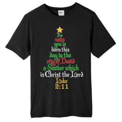  Born A Savior Christmas Christ The Lord Bible Verse Tall Fusion ChromaSoft Performance T-Shirt