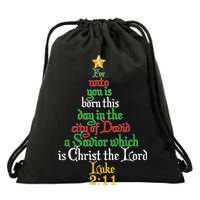  Born A Savior Christmas Christ The Lord Bible Verse Drawstring Bag