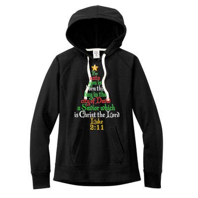  Born A Savior Christmas Christ The Lord Bible Verse Women's Fleece Hoodie