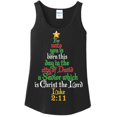  Born A Savior Christmas Christ The Lord Bible Verse Ladies Essential Tank