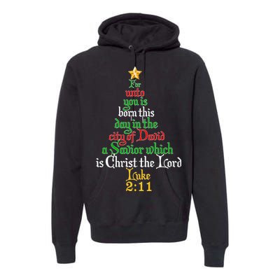  Born A Savior Christmas Christ The Lord Bible Verse Premium Hoodie