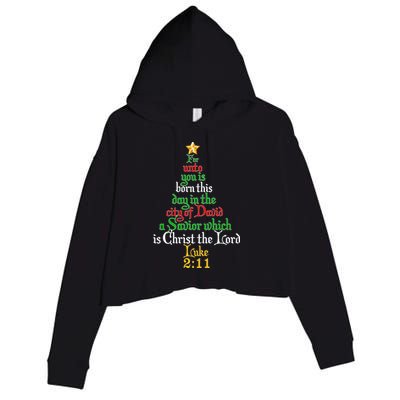  Born A Savior Christmas Christ The Lord Bible Verse Crop Fleece Hoodie