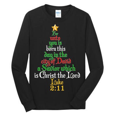  Born A Savior Christmas Christ The Lord Bible Verse Tall Long Sleeve T-Shirt