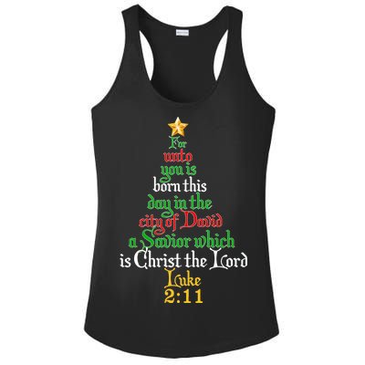  Born A Savior Christmas Christ The Lord Bible Verse Ladies PosiCharge Competitor Racerback Tank