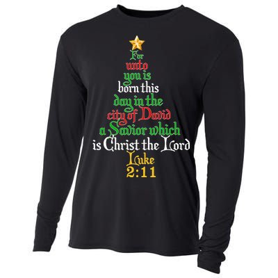  Born A Savior Christmas Christ The Lord Bible Verse Cooling Performance Long Sleeve Crew