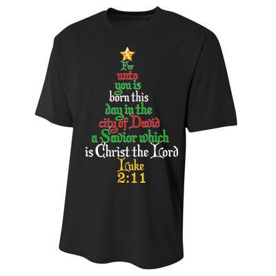  Born A Savior Christmas Christ The Lord Bible Verse Performance Sprint T-Shirt