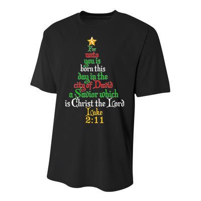  Born A Savior Christmas Christ The Lord Bible Verse Youth Performance Sprint T-Shirt