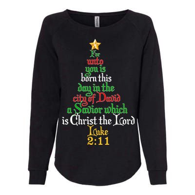  Born A Savior Christmas Christ The Lord Bible Verse Womens California Wash Sweatshirt