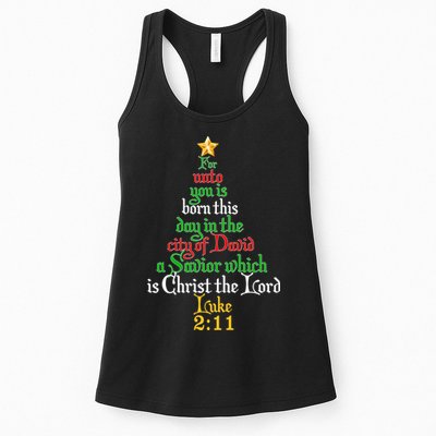  Born A Savior Christmas Christ The Lord Bible Verse Womens Tank Top