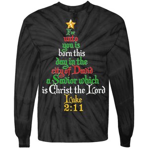  Born A Savior Christmas Christ The Lord Bible Verse Tie-Dye Long Sleeve Shirt