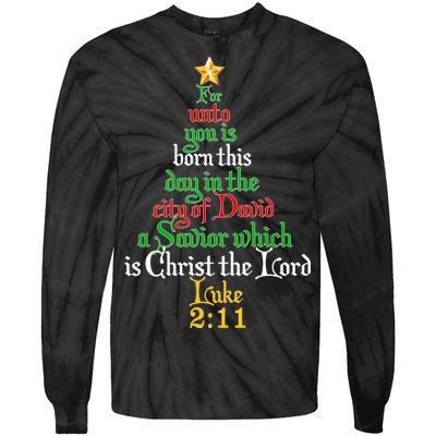  Born A Savior Christmas Christ The Lord Bible Verse Tie-Dye Long Sleeve Shirt