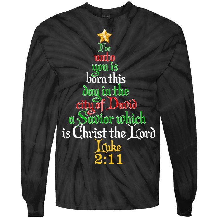  Born A Savior Christmas Christ The Lord Bible Verse Tie-Dye Long Sleeve Shirt