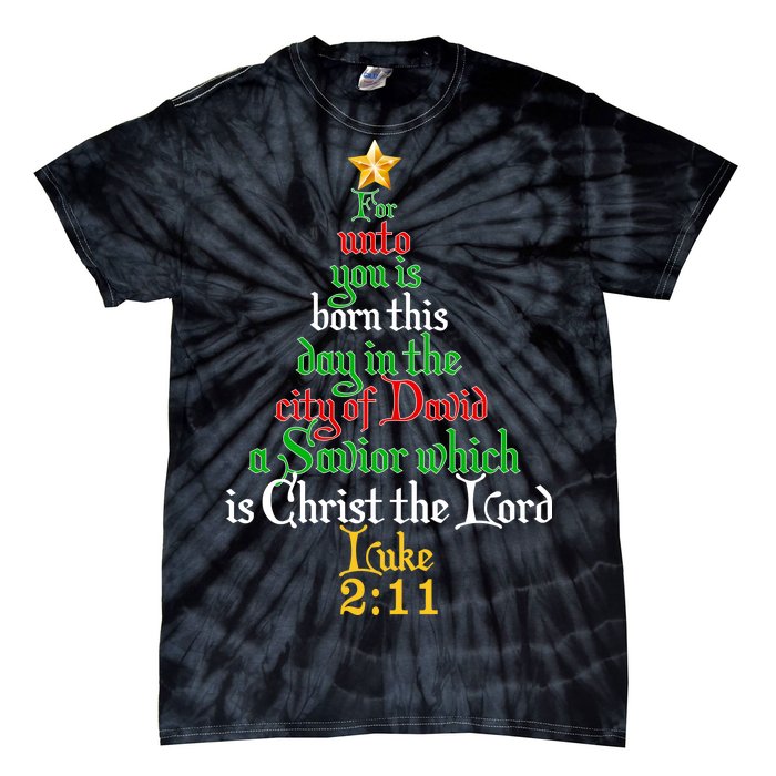  Born A Savior Christmas Christ The Lord Bible Verse Tie-Dye T-Shirt