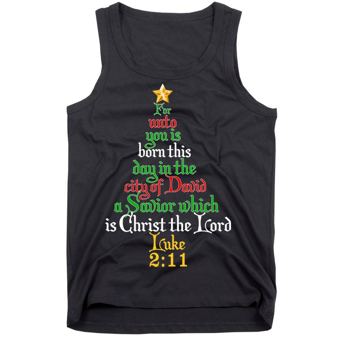  Born A Savior Christmas Christ The Lord Bible Verse Tank Top