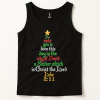  Born A Savior Christmas Christ The Lord Bible Verse Tank Top