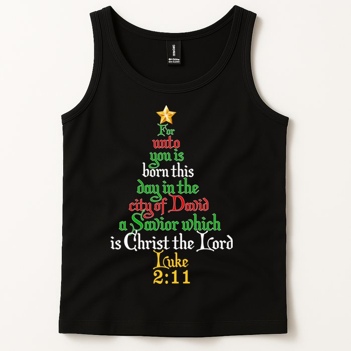  Born A Savior Christmas Christ The Lord Bible Verse Tank Top