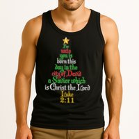  Born A Savior Christmas Christ The Lord Bible Verse Tank Top