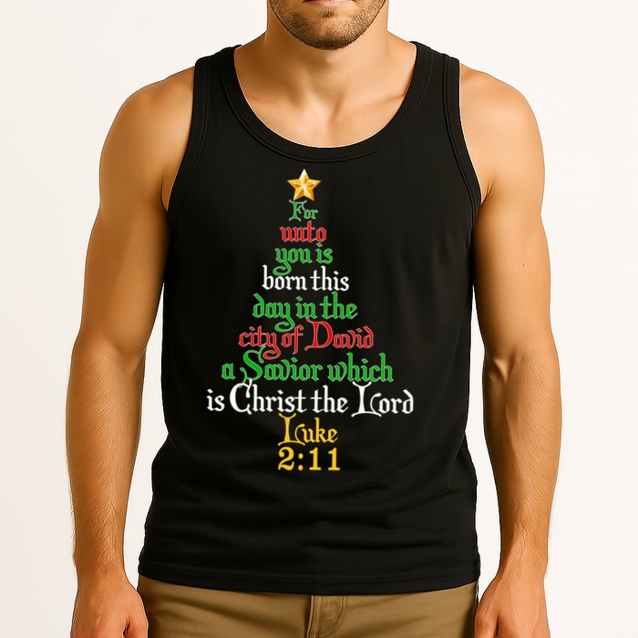 Born A Savior Christmas Christ The Lord Bible Verse Tank Top