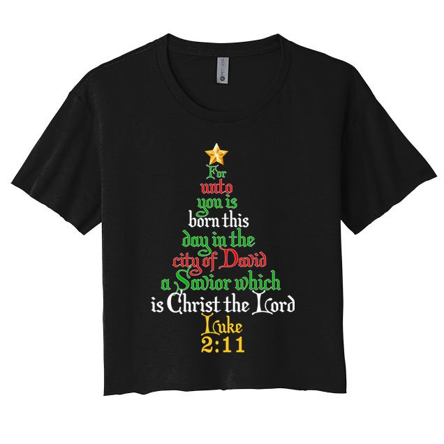  Born A Savior Christmas Christ The Lord Bible Verse Crop Top