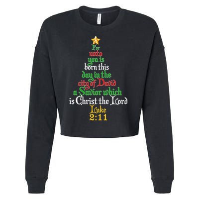  Born A Savior Christmas Christ The Lord Bible Verse Cropped Pullover Crew