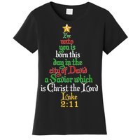  Born A Savior Christmas Christ The Lord Bible Verse Women's T-Shirt