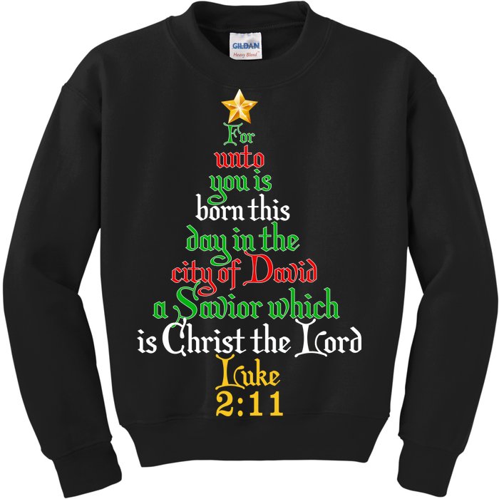  Born A Savior Christmas Christ The Lord Bible Verse Kids Sweatshirt