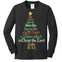  Born A Savior Christmas Christ The Lord Bible Verse Kids Long Sleeve Shirt