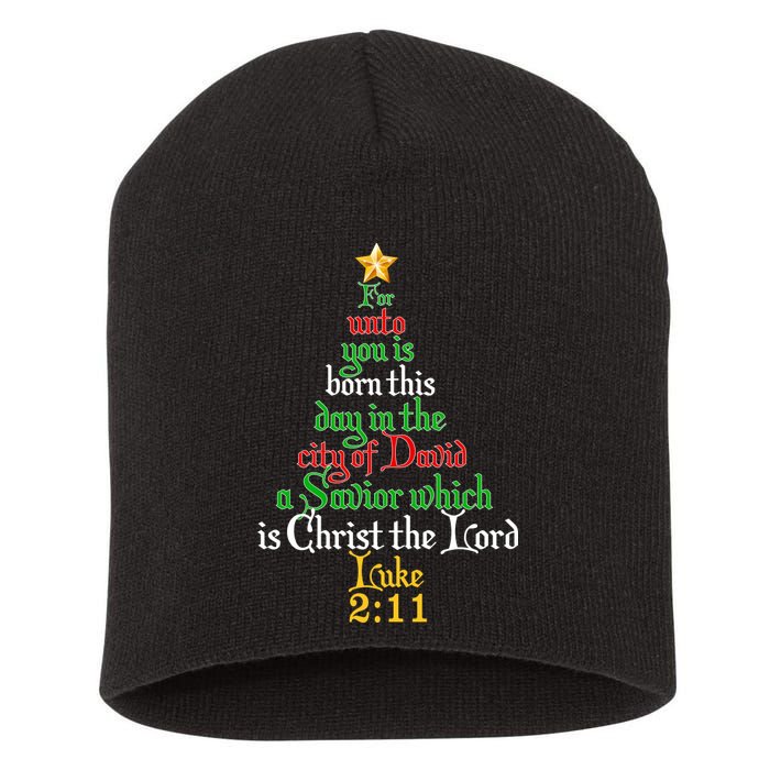  Born A Savior Christmas Christ The Lord Bible Verse Short Acrylic Beanie