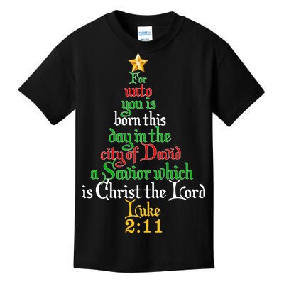  Born A Savior Christmas Christ The Lord Bible Verse Kids T-Shirt