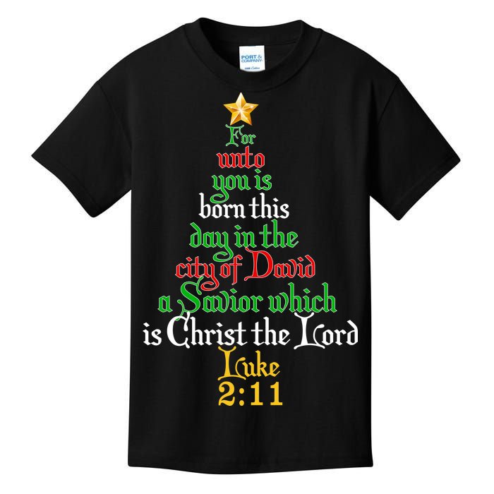  Born A Savior Christmas Christ The Lord Bible Verse Kids T-Shirt