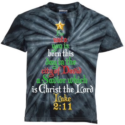  Born A Savior Christmas Christ The Lord Bible Verse Kids Tie-Dye T-Shirt