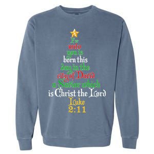  Born A Savior Christmas Christ The Lord Bible Verse Garment-Dyed Sweatshirt