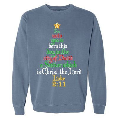  Born A Savior Christmas Christ The Lord Bible Verse Garment-Dyed Sweatshirt