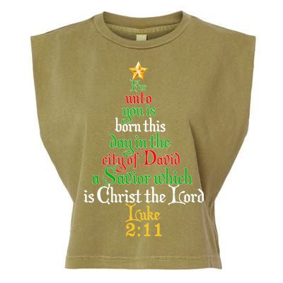  Born A Savior Christmas Christ The Lord Bible Verse Garment-Dyed Women's Muscle Tee