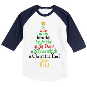  Born A Savior Christmas Christ The Lord Bible Verse Baseball Sleeve Shirt