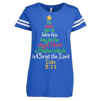  Born A Savior Christmas Christ The Lord Bible Verse Enza Ladies Jersey Football T-Shirt