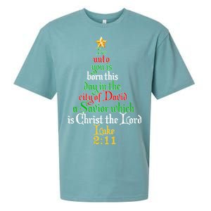  Born A Savior Christmas Christ The Lord Bible Verse Sueded Cloud Jersey T-Shirt