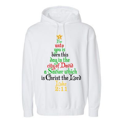  Born A Savior Christmas Christ The Lord Bible Verse Garment-Dyed Fleece Hoodie